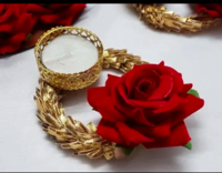 Élégante Lampe Diya en Métal Faite à la Main en Forme de Rose Rangoli pour Diwali et Mariages – Magnifique Décoration Intérieure pour Sublimer Vos Célébrations Festives