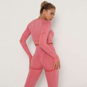 Pantalon de yoga taille haute bout à bout extensible dans les quatre sens respirant séchage rapide entraînement de gymnastique vêtements de fitness serrés ensemble de leggings de yoga haut - Product Image 4