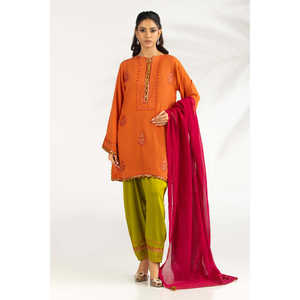 Conjunto de Traje de 3 Piezas Bordado en Seda Natural para Mujer IPSTD-77582 - Product Image 3