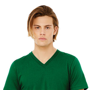 T-Shirt manches courtes col en v unisexe 100% Airlume, en coton peigné et avec anneau, simple 4.2 oz, Kelly Essential - Product Image 4