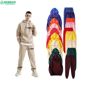 Men's XL size Kangaroo Pocket Pullover Hoodie Set High Quality Custom Embroidery <b>Plain</b> Cotton Blank <b>Plain</b> <b>Tracksuit</b> - Product Image 6