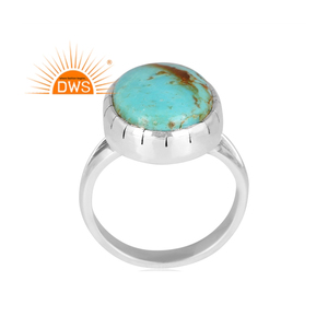 แหวนแยกพลอยเทอร์คอยส์ทำจากเงินสเตอร์ลิงธรรมชาติสีเงินออกซิไดซ์สำหรับผู้หญิง - Product Image 1