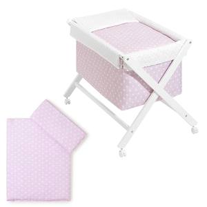 Diseño Moderno Mod. Cuna Star en madera de haya blanca con ropa de cama y colchón para bebés y niños ROSA - Product Image 1