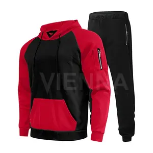 Jogging Sweatsuit Sweatshirt and Sweat Pant Set with Zipper Pocket Men's Tracksuits 2 Piece Athletic Long Sleeve Hoodie