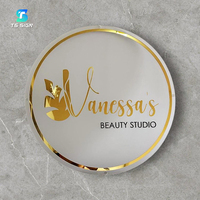 Enseigne lumineuse personnalisée pour salon de beauté, logo d'entreprise en acrylique rond avec LED, décoration murale pour studio de coiffure et de manucure, enseigne lumineuse