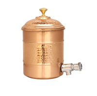 Pot en cuivre 3 pièces ensemble support en métal distributeurs ronds martelés distributeur de pot d'eau de conception martelée en cuivre de qualité supérieure