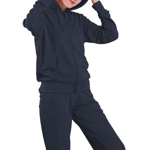 Customized Logo Sporty Solid Women's for Wear 2-Piece Sweatsuit <b>Set</b> with Drawstring Sweatshirt and Sweatpants - Product Image 4