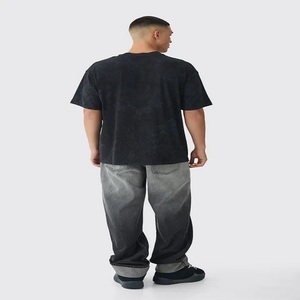 T-shirt délavé à l'acide de qualité supérieure pour homme 100% coton, imprimé de cou étendu à grande échelle, surdimensionné, parfait pour - Product Image 2