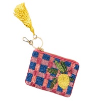 Pochette zippée brodée de perles florales, accessoire de mode pour femme, porte-monnaie, Mardi Gras Good Times Roll, porte-monnaie en provenance d'Inde