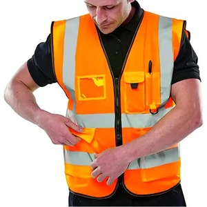 Gilet de sécurité haute visibilité 2025 100% polyester réfléchissant Vêtement de travail unisexe Veste multi-poches Vêtement de sécurité réfléchissant personnalisable - Product Image 3