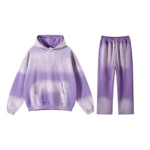 Survêtements évasés personnalisés avec lavage à l'acide fermeture éclair 500 GSM combinaison de jogging à jambe droite survêtement en détresse ensembles de sweats à capuche et pantalons de survêtement pour hommes - Product Image 6