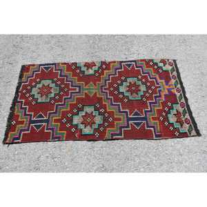 Alfombra Turca Pequeña de 2.5x4.9 pies, Alfombra de Lana Roja con Diseño Floral Vintage - Product Image 3