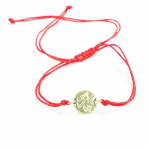 925 Sterling Silver Tiny Emblem <b>Bracelet</b> with Yellow <b>String</b> Gift for Any Occasion - Product Image 1