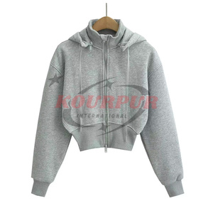 Sweat à capuche zippé pour femme en coton 100% de haute qualité, design élégant avec logo frontal, disponible en plusieurs couleurs à prix raisonnable - Product Image 6