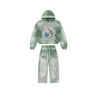 Ensemble sweat-shirt et pantalon de survêtement unisexe en molleton 100 % coton, style streetwear d'hiver, personnalisable OEM, de haute qualité, avec impression délavée et logo frontal - Product Image 2