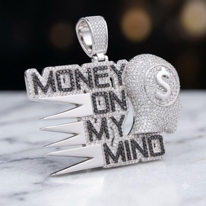 Colgante de plata de ley 925 con diamantes de moissanita VVS, estilo hip hop, con diseño de dólar, para hombre y mujer, joyería de lujo personalizada. - Product Image 4