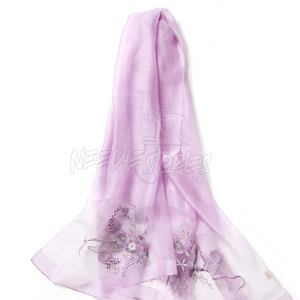 Beautiful Embroidered Wrap Silk <b>Scarf</b> Soft Cotton Fabric With Unique Patterns Great For Casual And Formal Use - Product Image 2