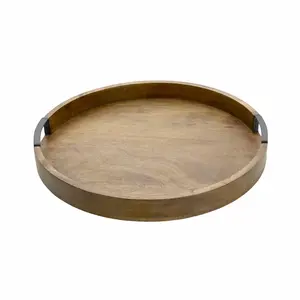 Bandeja para servir de madera con forma hecha a mano, suministros de catering ecológicos, para servir alimentos, propósito decorativo, sostenible, fácil de limpiar - Product Image 1