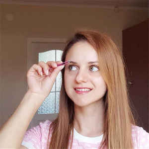 Pinzas profesionales para pestañas de acero inoxidable de doble cara-Duraderas de 10mm de longitud con punta suave para uso en cejas - Product Image 1