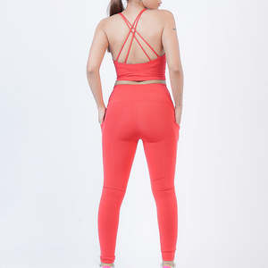 Conjunto de Yoga para Mujer, Sin Mangas, Pantalones de Cintura Media, Transpirable, Alta Elasticidad, Ligero, Spandex/Nylon, Colores Personalizados, OEM - Product Image 5