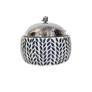 Ensemble de 3 marmites chaudes en verre plaqué or design de luxe avec couvercles coût pour casserole de service - Product Image 3