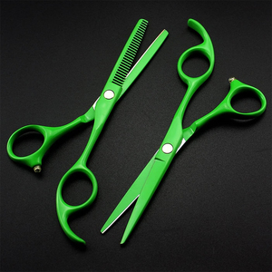 Juego de tijeras de corte de pelo de la mejor calidad, tijeras de adelgazamiento, tijeras de peluquería con revestimiento verde, Kit de corte de pelo con estuche de cuero - Product Image 4