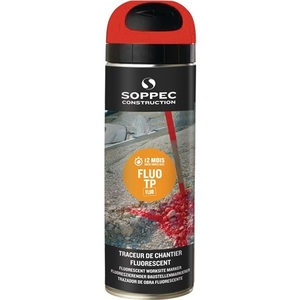 Peintures acryliques en aérosol SOPPEC FLUO TP Rouge néon 500 ml pour le marquage des chantiers de construction - Product Image 1