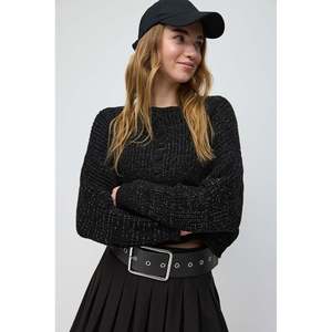 Pull court scintillant pour femme, tricot de haute qualité, imprimé floral, respirant, décontracté, saison hivernale, longueur courte, logo sur le devant - Product Image 3