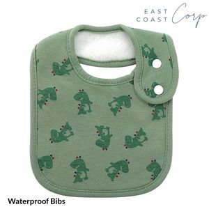 Baberos de bebé impermeables de algodón orgánico supersuaves, absorbentes y ajustables con broches para niños y niñas - Product Image 3