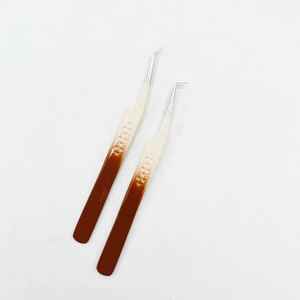 Pince à épiler professionnelle de qualité supérieure en acier inoxydable, double couleur, revêtement en poudre, précision, droite, pour extensions de cils, 90 - Product Image 3