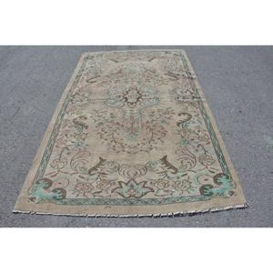 Turkish <b>Wool</b> Rug 5.5x9.2 ft (167x281 Cm) Eco-Friendly <b>Brown</b> Patchwork Latex Backing Vintage Rug - Product Image 1
