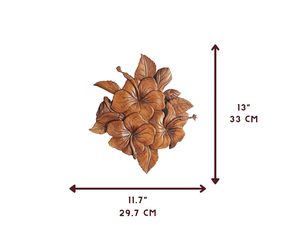 Décoration murale en bois Hibiscus – Panneau décoratif sculpté en forme de fleur pour la maison et le bureau |   Décoration murale en bois à finition naturelle - Product Image 2