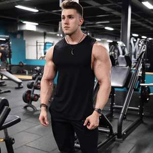 เสื้อกล้ามออกกำลังกายแขนกุดสำหรับผู้ชายเสื้อแขนกุดสำหรับออกกำลังกายฟิตเนสเทรนนิ่งโลโก้ออกแบบได้ตามต้องการ - Product Image 5