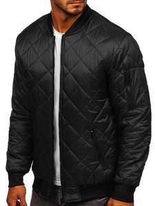 Elegante chaqueta bomber acolchada negra para hombre-Eleva tu armario El estilo clásico se encuentra con la comodidad moderna - Product Image 4