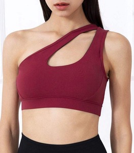 Sujetador Deportivo de Un Hombro para Mujer, Top de Fitness, Yoga, Diseño Corto, Soporte Medio, Ropa Deportiva, Sin Costuras, Transpirable - Product Image 2