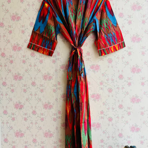 Kimono de algodón Albornoz Motivo de pájaro Cárdigan turco Ropa de dormir Bata para verano Ropa de playa para mujer - Product Image 1