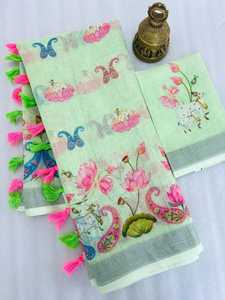 Sarees en soie de brocart sur mesure Pure soie Floral conçu violet couleur indien et pakistanais vêtements pour femmes pour les mariages - Product Image 2