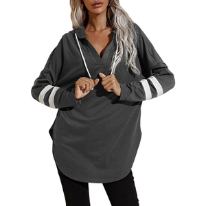 เสื้อมีฮู้ดตัวยาวคอวีระบายอากาศสำหรับผู้หญิงสวมใส่สบายในฤดูหนาว - Product Image 1
