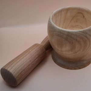 UPTALY Set Of 2 Natural Wood Mortar & Pestle - Sapele Wood, Small & Large, Manual Grinder For Spices & Garlic - View #6