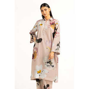 Conjunto de Dos Piezas de Chifón Estampado Beige para Mujer, Estilo Casual, Sin Cuello, Talla XS, Largo por Encima de la Rodilla, para Primavera/Verano - Product Image 6