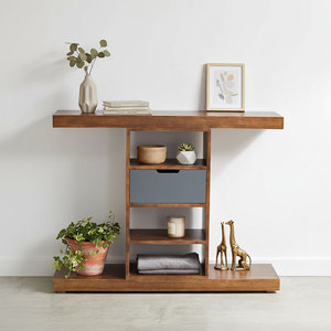 Contemporary Minimalist Accent <b>Console</b> <b>Table</b> with Drawers 110x30x85cm Rubber Wood CST063 - Product Image 3