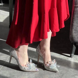 Zapatos de Tacón Alto con Pedrería en Punta, Estilo Cenicienta, Tacones de Aguja de Cristal, Zapatos Sexys para Mujer, Damas de Honor, Novias, Bodas - Product Image 2