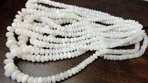 ลูกปัดพลอยมูนสโตนสีรุ้งธรรมชาติสีขาวขนาด6-12มม. เครื่องประดับคริสตัลสีฟ้าเรียบเส้นยาว8นิ้ว - Product Image 3