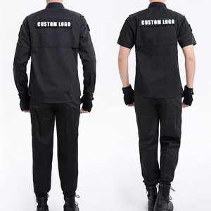 Uniformes de guardia de seguridad de diseño táctico de alta calidad, conjunto negro, proveedor de verano al aire libre para hombres, fabricante de uniformes, negro sólido - Product Image 2