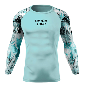 Camiseta de compresión (Rash Guard) para hombre, duradera, ligera, con logo personalizado, de secado rápido, manga larga, de poliéster/spandex/nailon, tela de 220g. - Product Image 1