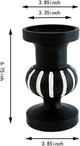 Bougeoirs en bois noir exquis pour bougies piliers Noël unique combinant l'artisanat traditionnel avec un design moderne - Product Image 6