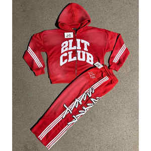 Chándal de lana de algodón lavado con enzimas, marca de serigrafía personalizada para deportes y moda - Product Image 4