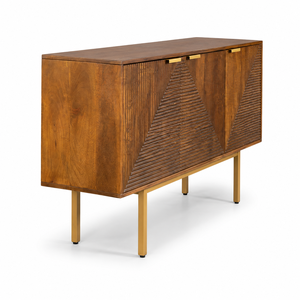Modern Mango Wood <b>Sideboard</b> Brown Cabinet Shaker Door <b>Storage</b> Buffet 2 Drawers 10-Year Warranty for Living Room Bedroom Home - Product Image 2