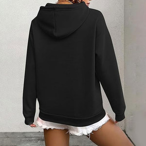 Women's Casual Solid Color Long Sleeve Hooded Pullover Loose Fit Kangaroo Pocket 100% Cotton Fleece Winter Hoodie - Product Image 6