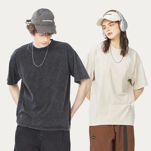 Fabricant de t-shirts pour hommes en polyester/coton à lavage acide personnalisé OEM, 260 g/m², coupe classique, manches courtes, col rond, écologique - Product Image 5